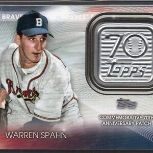 WARREN SPAHN 2021 Topps Mise à jour Logo commémoratif Logo Patch Carte de baseball - Atlanta Braves