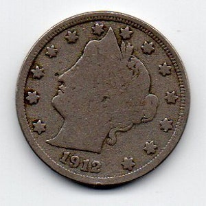 Vintage 1912-D US Liberty Head V Nickel (A) Coin