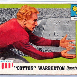 Tarjeta de fútbol americano Topps n.° 81 de COTTON WARBURTON 1955 - USC Trojans