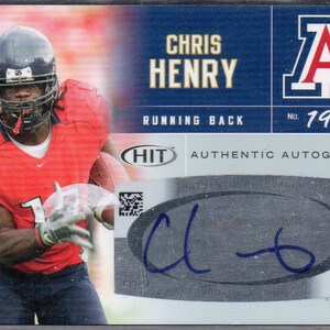 CHRIS HENRY 2007 Sage Hit #9 Autograph Football Card - Arizona Wildcats