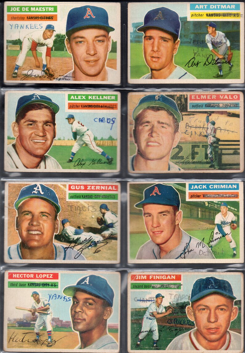 KANSAS CITY ATHLETICS 1956 Topps Baseball Card Team Lot 13 Etsy España
