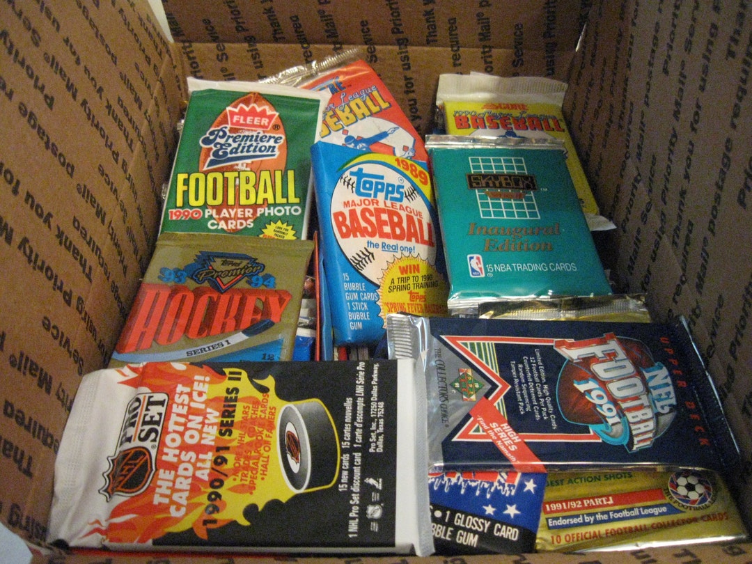 Unopened Packs 100 HUGE Lot of Assorted Sports Cards Etsy