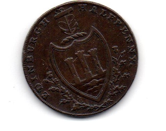 ST ANDREW CROSS 1790 Great Britain Edinburgh Scotland Half Penny