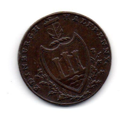 ST ANDREW CROSS 1790 Great Britain Edinburgh Scotland Half Penny