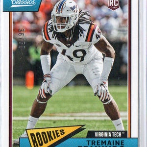 Tarjeta de fútbol con reverso en blanco paralelo de TREMAINE EDMUNDS RC 2018 Panini Classics n.° 241, n.°/50 - Buffalo Bills