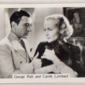 George Raft/Carole Lombard 1937 Sinclair Film Stars #67 Sigarettenkaart