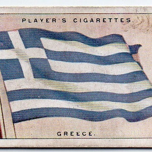 GRÈCE 1928 Drapeaux des joueurs de la Société des Nations #21 Carte de cigarette