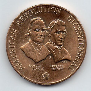 SAM ADAMS/PATRiCK HENRY 1970's American Revolution Bicentennial Coin Token