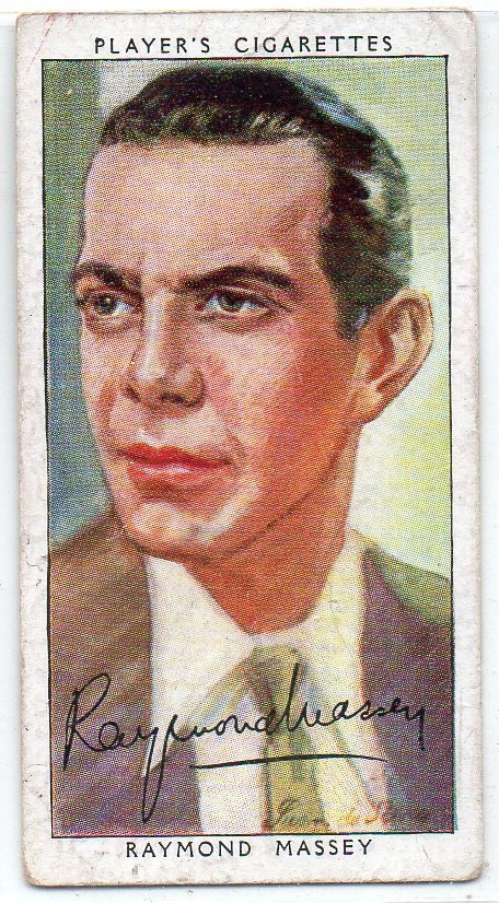 RAYMOND MASSEY 1938 Player Film Stars 3rd Series #29 Cigarette Card