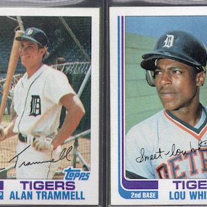 ALAN TRAMMELL & LOU WHiTAKER 1982 Topps Baseball Cards (2) Lot