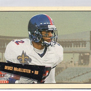 DEUCE McALLISTER RC 2001 Fleer Tradition Glossy #405 Mini Parallel Football Card #/350 - New Orleans Saintss