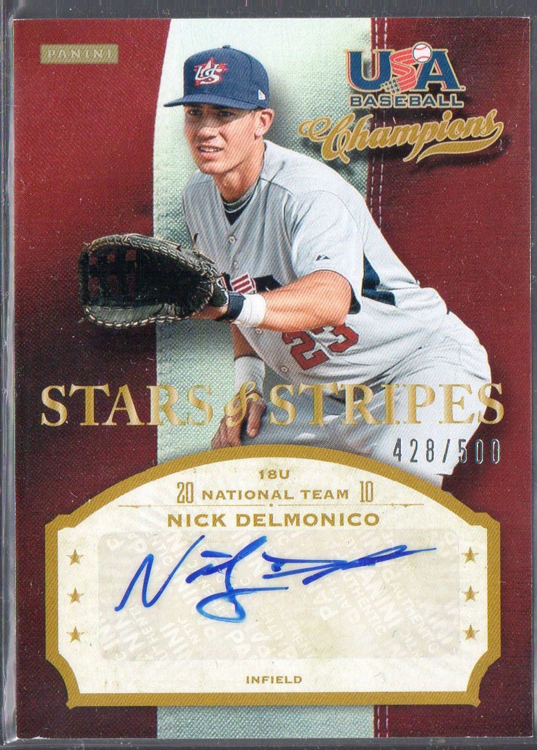 NICKY DELMONICO 2013 Panini USA Stars & Stripes Autograph Baseball