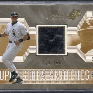 FRANK THOMAS 2002 Upper Deck SPx #158 Superstar Swatches Game Jersey Gold Parallel Baseball Card #/150 - Chicago White Sox