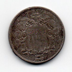 Vintage 1867 US Shield Nickel (A) Coin