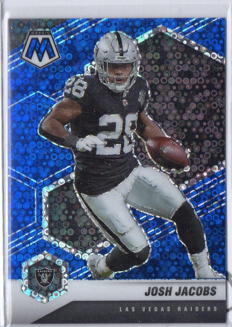 JOSH JACOBS 2021 Panini Mosaic #107 Blue Prizm Parallel Football