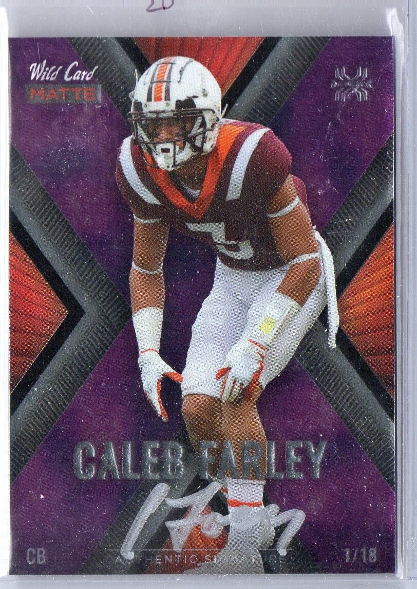 CALEB FARLEY 2021 Wild Card Matte MXP Autograph Purple