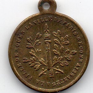La Ville Paris/Rouen 1848 France Medal Coin