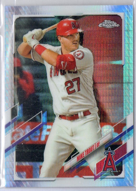 MIKE TROUT 2021 Topps Chrome #27 Prism Refractor Parallel Baseball