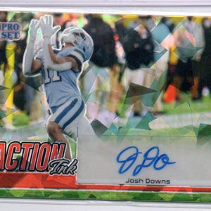 JOSH DOWNS 2022 Pro Set Action Ink Handtekening voetbalkaart #/3! - Tarheels in North Carolina