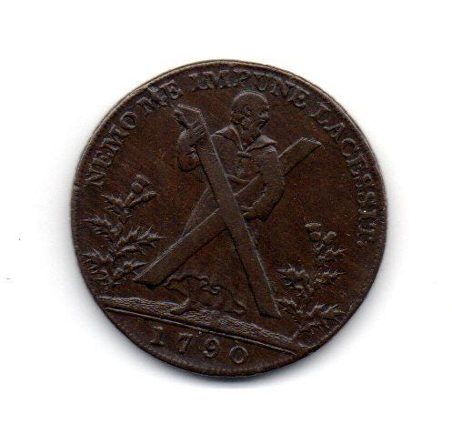 ST ANDREW CROSS 1790 Great Britain Edinburgh Scotland Half Penny