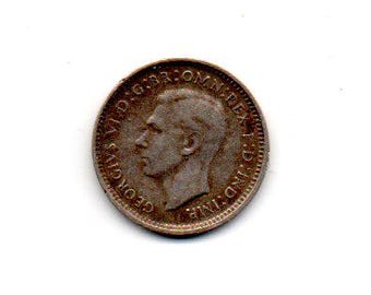 1943 3ペンス オーストラリア コイン ジョージ6世 銀貨 (MO2599