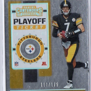 Tarjeta de fútbol paralela n.° 175 de los Pittsburgh Steelers para los playoffs de Panini Contenders 2019 de BEN ROETHLISBERGER, n.° 21
