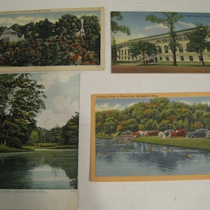 SPRINGFIELD, MASSACHUSETTS Vintage Early/Mid 1900&#39;s Postcards Lot (4)