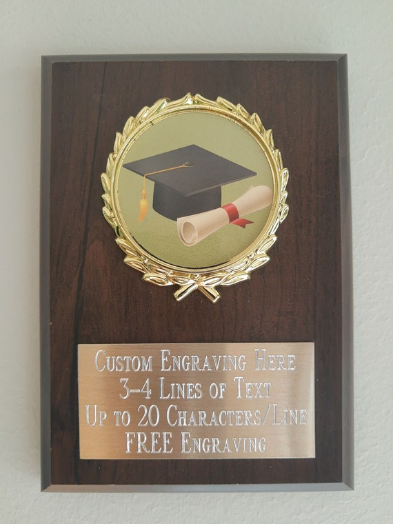 Graduation Award Plaque 4x6 Trophy FREE Custom Engraving Etsy