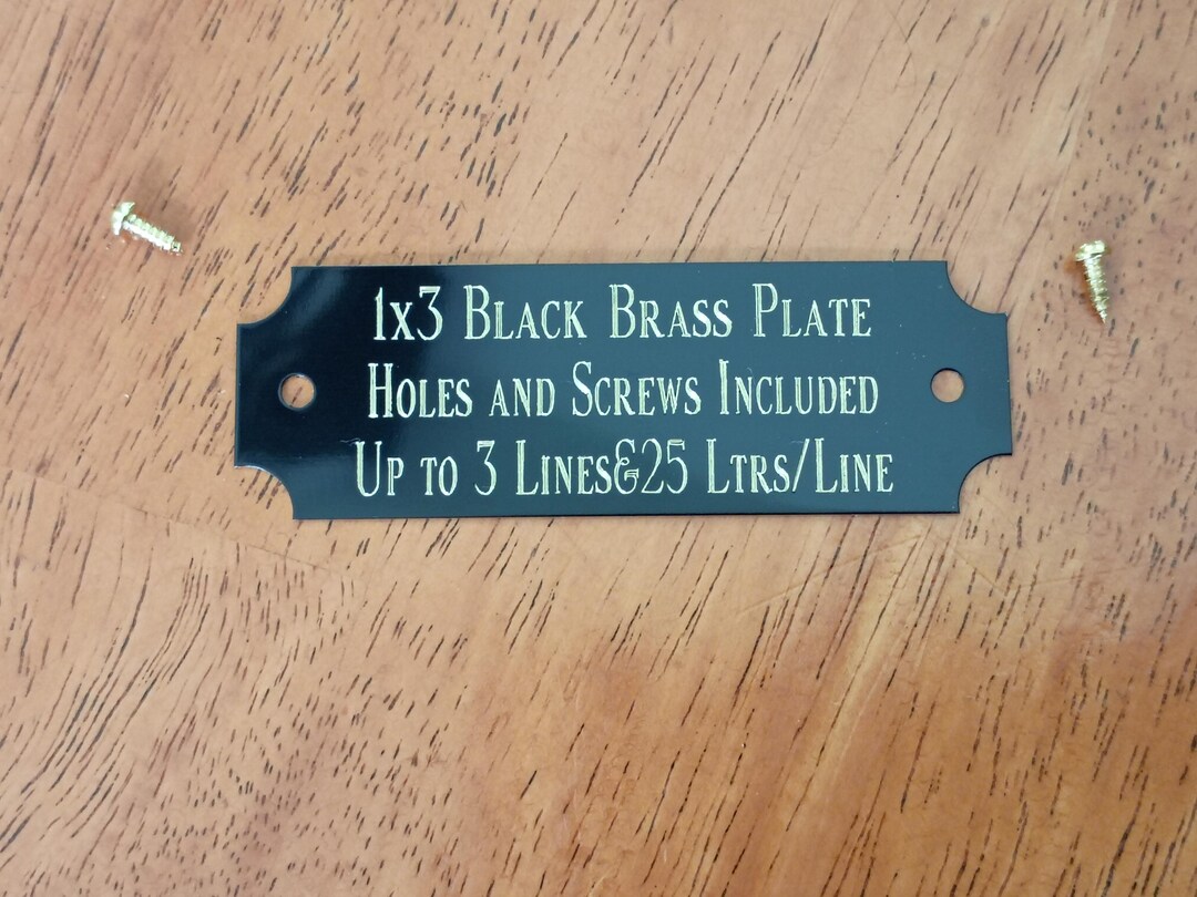 1"x3" Custom Engraved Black or Gold Brass Name Plate With Screws/plaque ...
