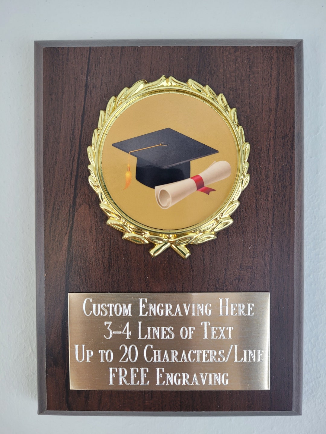 Graduation Award Plaque 4x6 Trophy FREE Custom Engraving Etsy