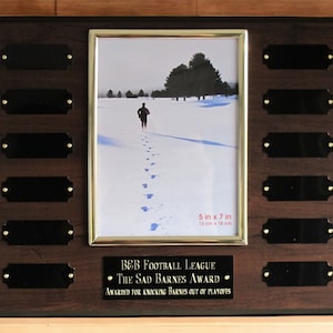 Custom 10.5x13 Perpetual Award Plaque 12 plates, 5x7 picture frame