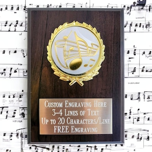 Music/Band OR Dance Award Plaque 4x6 Trophy FREE custom engraving