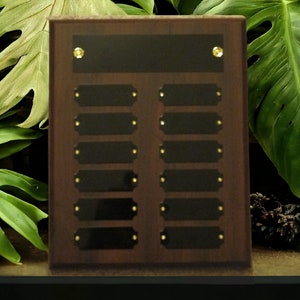 Custom 8x10 Perpetual Award Plaque 12 Plate, Trophy 2 Finishes, Your Wording!