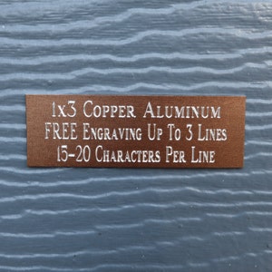 1"x3" Custom Engraved Copper Colored Aluminum Name Plate/Plaque Award Art-Trophies-Gift-Taxidermy-Flag Case Free Custom Engraving