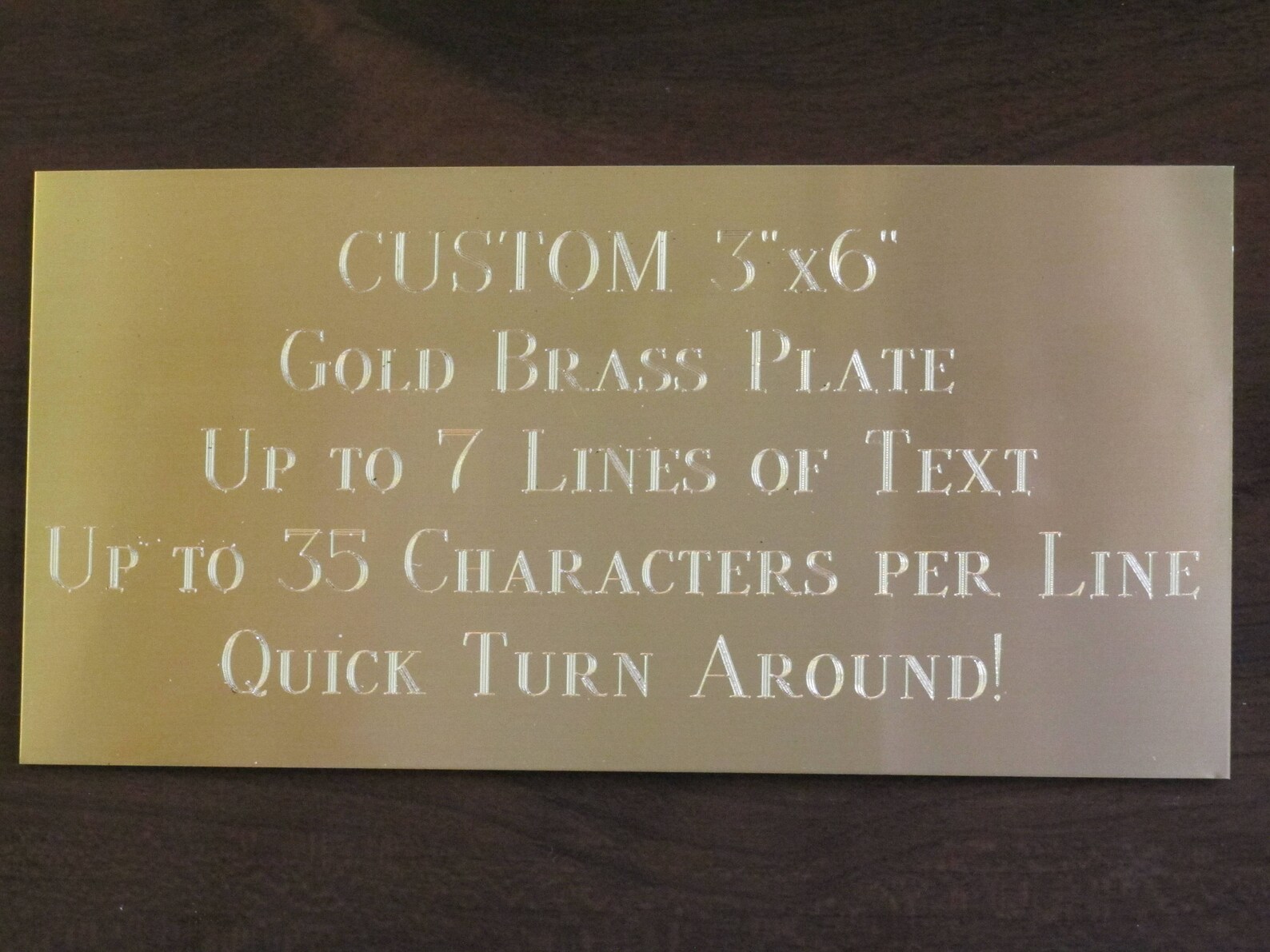 thumbnail image 2 of Custom Laser Engraved Brass Color Name Plate - 2x6 Inch Rectangle Plaque For Gift, Art, Label 2 of 4