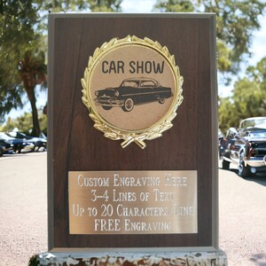 Car Show Plaque 4x6 Trophy FREE custom engraving