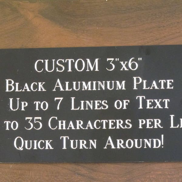 3"x6" Custom Engraved Aluminum Name Plate/Plaque Award Art-Trophies-Gift-Taxidermy-Flag Case Free Custom Engraving