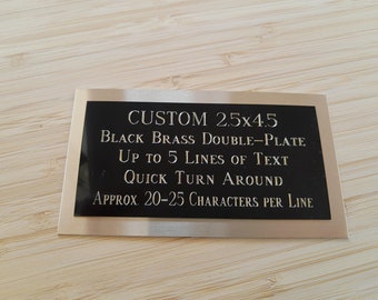 2.5"x4.5" Double Plate w/Gold Border Engraved Brass Name Plate/Plaque Award Art-Trophies-Gift-Taxidermy-Flag Case Free Custom Engraving