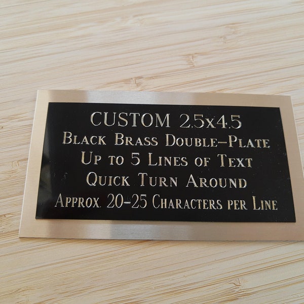 2.5"x4.5" Double Plate w/Gold Border Engraved Brass Name Plate/Plaque Award Art-Trophies-Gift-Taxidermy-Flag Case Free Custom Engraving