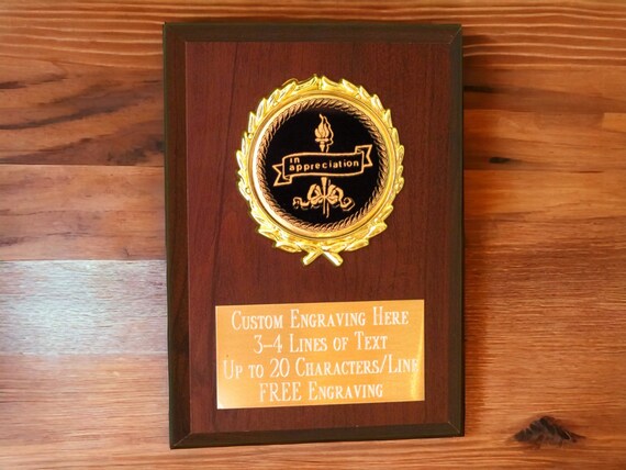 Custom Engraved Appreciation Award Plaque - 8x10 Trophy, FREE Personalization, Perfect For Recognition!