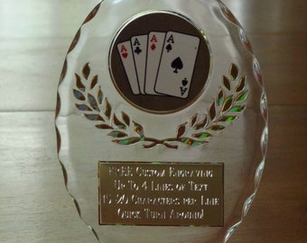 Poker/Blackjack/Card Playing 6 1/2" Acrylic Award Trophy FREE custom engraving