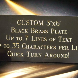 3&quot;x6&quot; Custom Engraved Brass Name Plate/Plaque Award Art-Trophies-Gift-Taxidermy-Flag Case Free Custom Engraving
