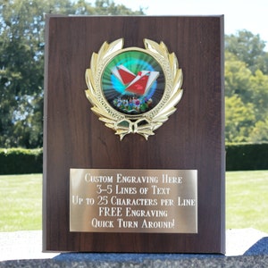 Cornhole Tournament Award Plaque 6x8 Trophy FREE custom engraving