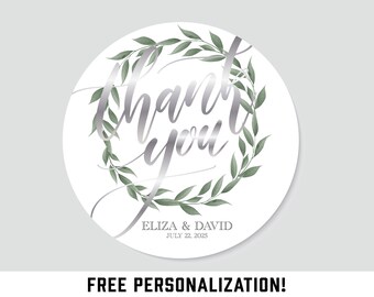 BEST SELLER! Personalized Floral Sticker for Wedding Favors, Wedding Favor Bags, Shower Favor Bags, Bridal Shower Favors and Guest Gifts