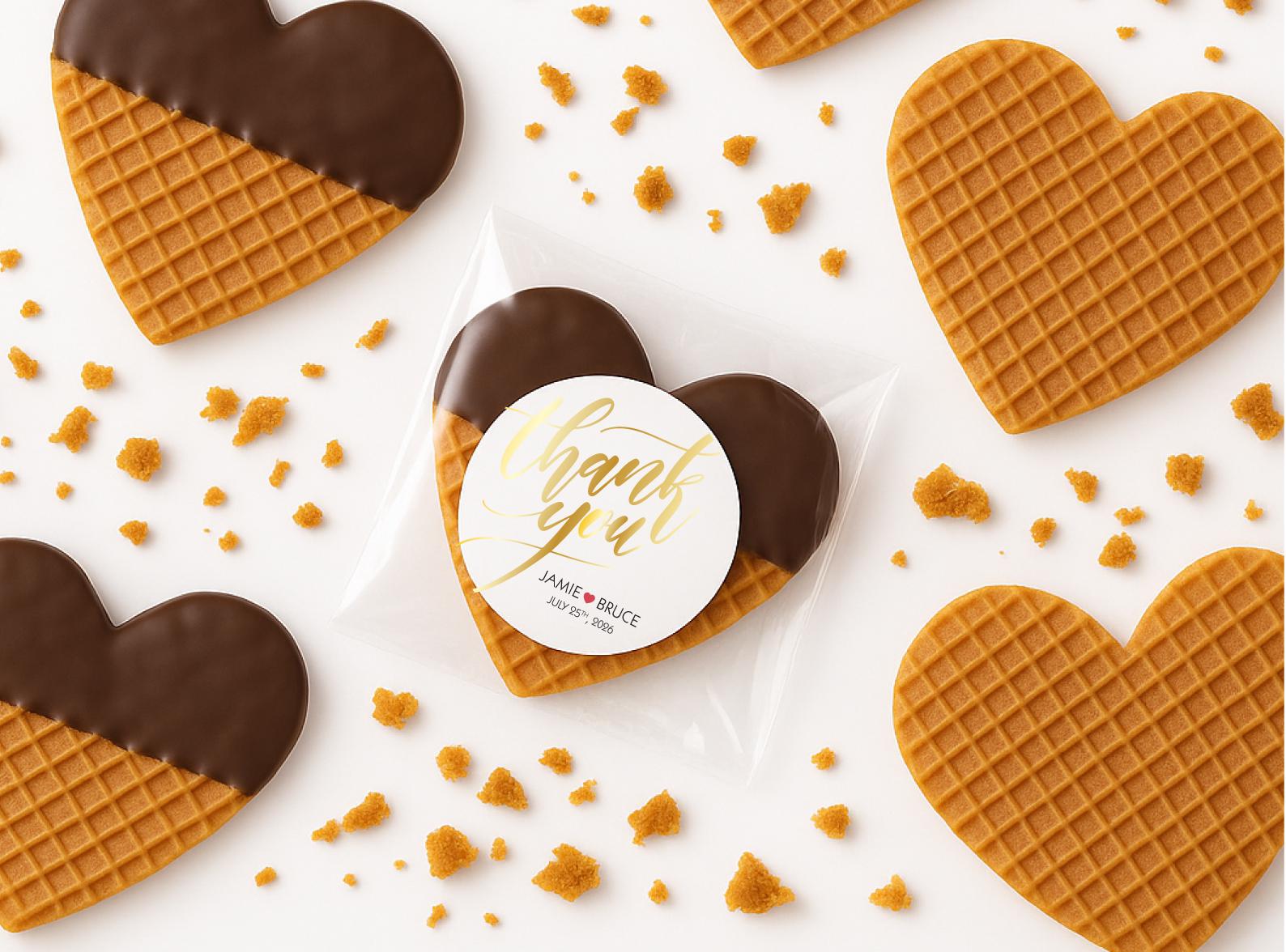 BESTSELLERS! Unique Stroopwafel Wedding Favor - Personalized Edible Guest Gift - Bulk Customizable Labels for Weddings, Showers & More!