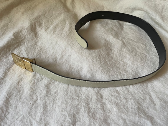 Vintage Loewe Leather Belt - White - image 6