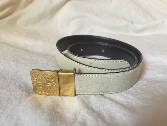 Vintage Loewe Leather Belt - White - image 1