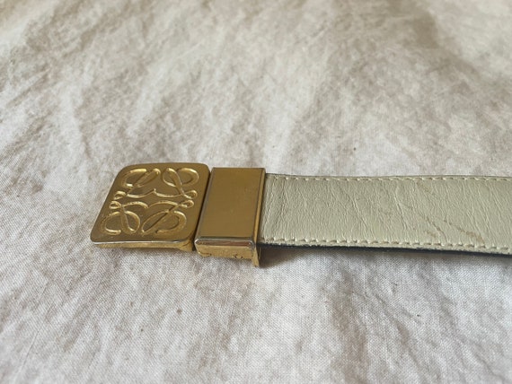 Vintage Loewe Leather Belt - White - image 3