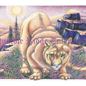 8&quot;x11&quot; Cougar/Mountain Lion Print from the original pen and ink by Don Magistrelli