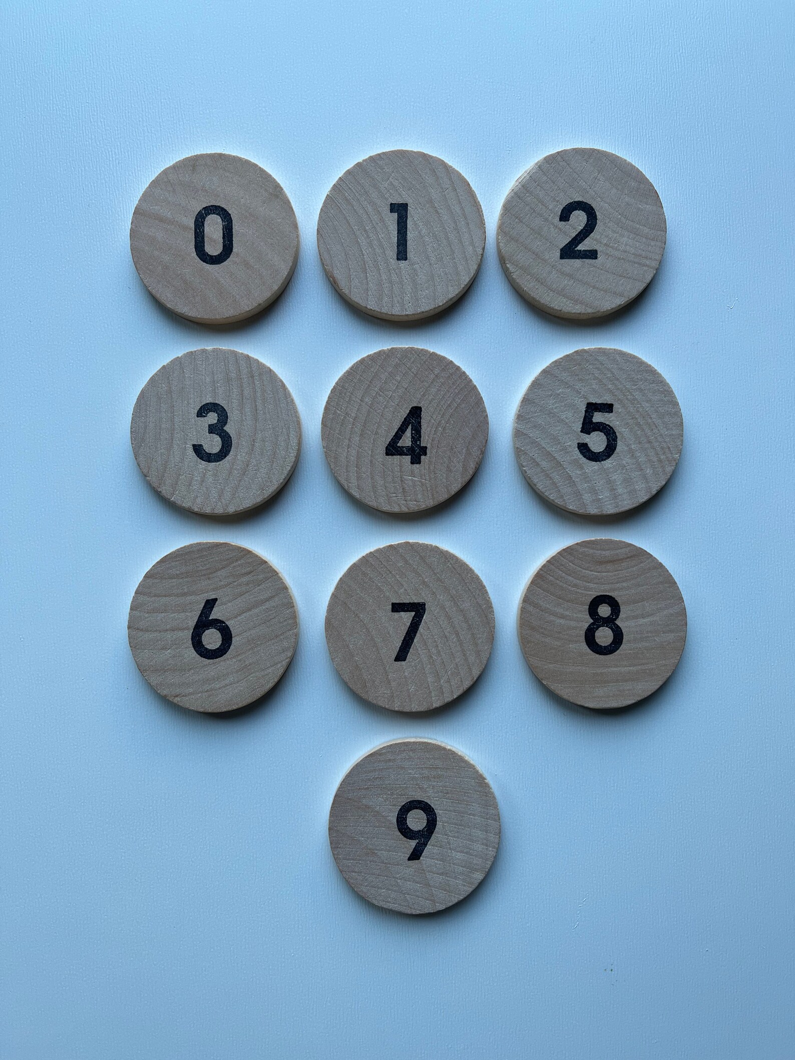 Wooden Counting Chips Numbers 09 Etsy